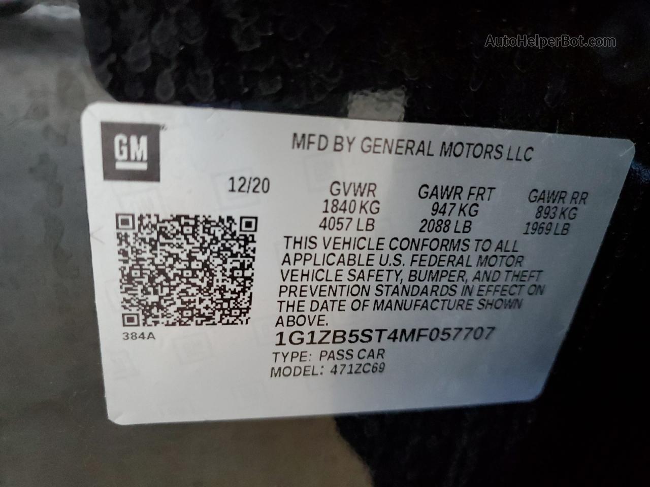 2021 Chevrolet Malibu Ls Black vin: 1G1ZB5ST4MF057707