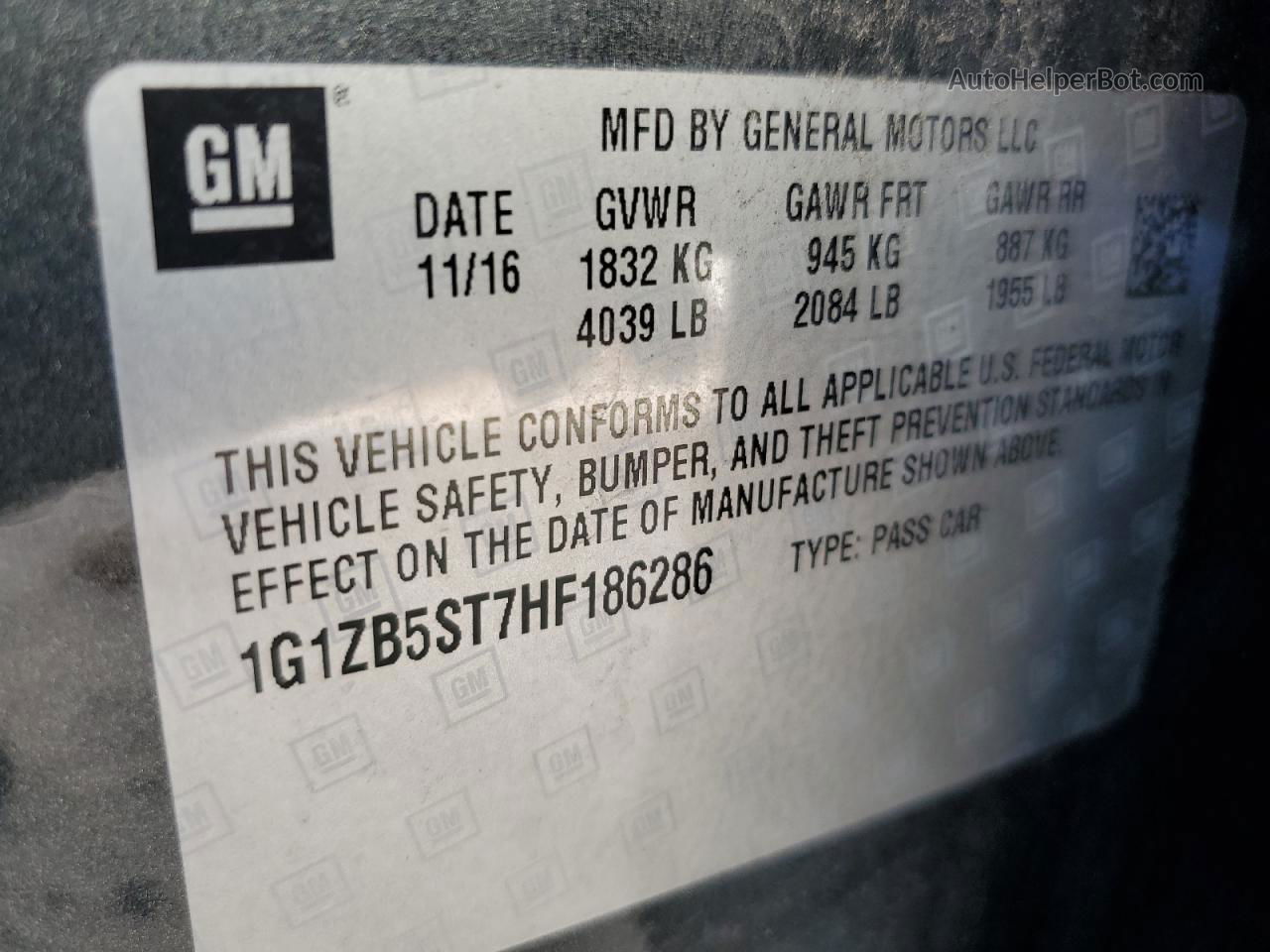 2017 Chevrolet Malibu Ls Gray vin: 1G1ZB5ST7HF186286