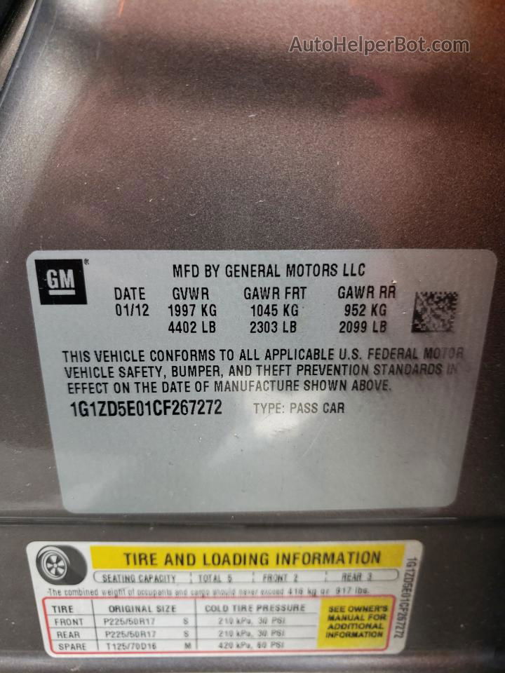 2012 Chevrolet Malibu 2lt Gray vin: 1G1ZD5E01CF267272