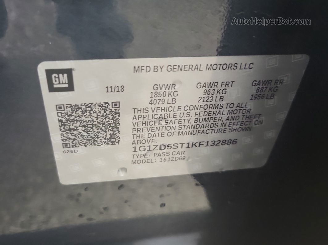 2019 Chevrolet Malibu Lt vin: 1G1ZD5ST1KF132886