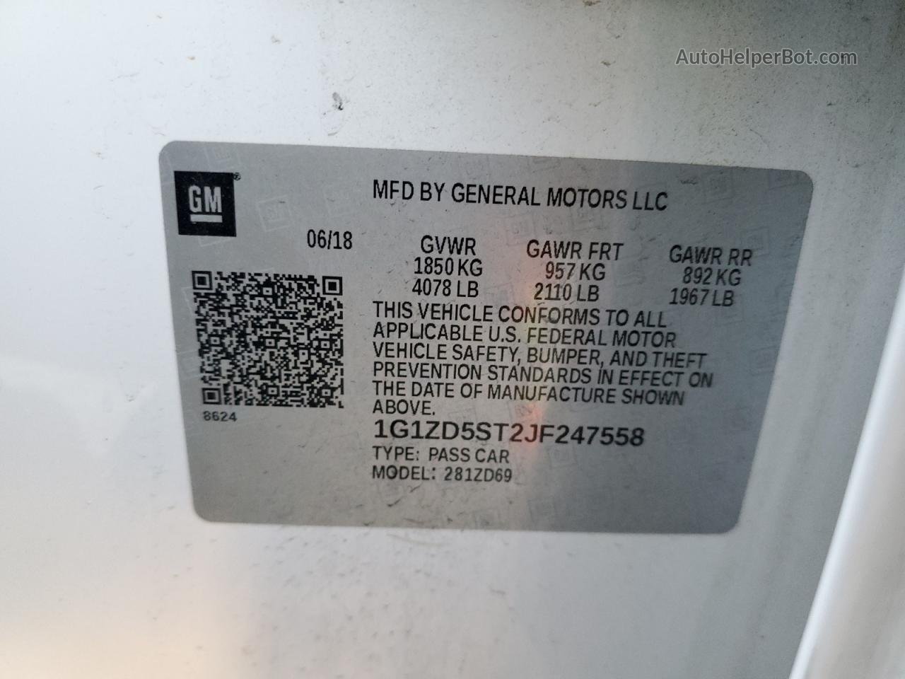 2018 Chevrolet Malibu Lt White vin: 1G1ZD5ST2JF247558