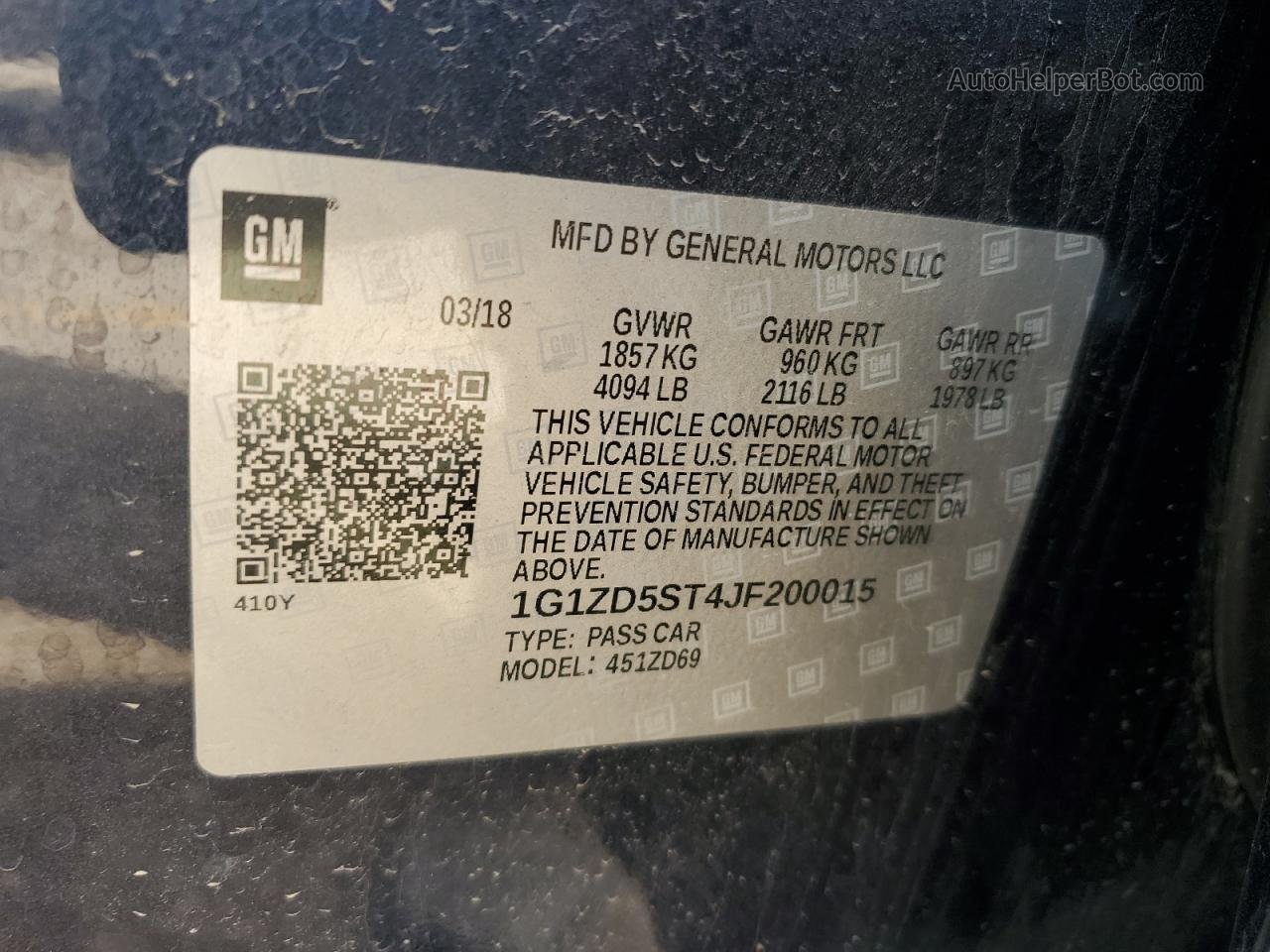 2018 Chevrolet Malibu Lt Синий vin: 1G1ZD5ST4JF200015