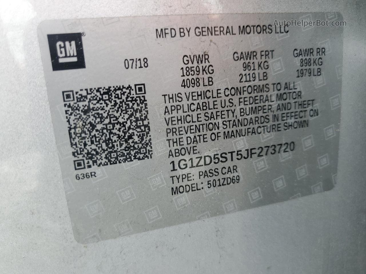 2018 Chevrolet Malibu Lt Серебряный vin: 1G1ZD5ST5JF273720
