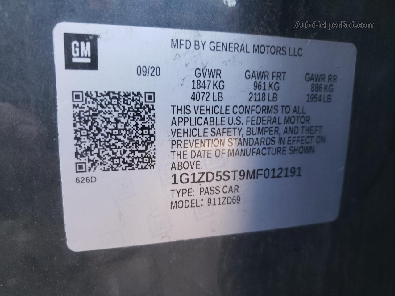 2021 Chevrolet Malibu Lt Серый vin: 1G1ZD5ST9MF012191
