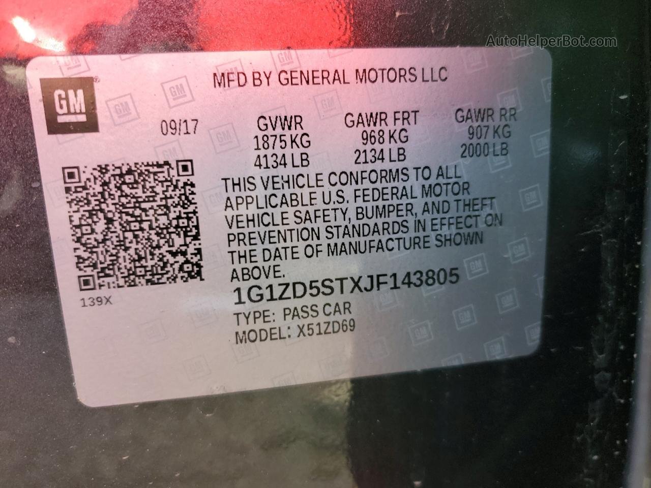 2018 Chevrolet Malibu Lt Угольный vin: 1G1ZD5STXJF143805