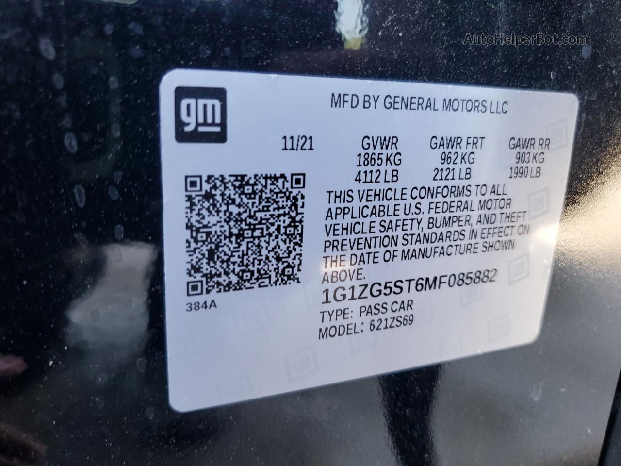 2021 Chevrolet Malibu Rs Black vin: 1G1ZG5ST6MF085882
