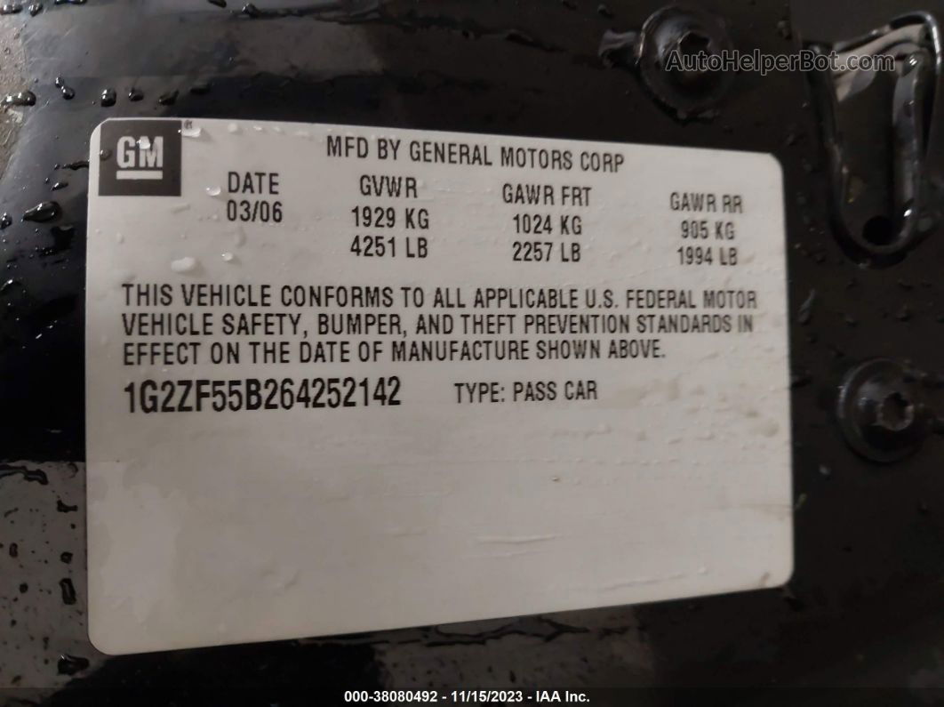 2006 Pontiac G6 Black vin: 1G2ZF55B264252142