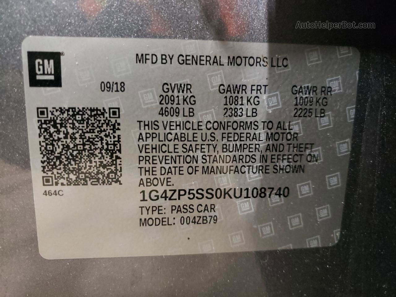 2019 Buick Lacrosse Essence Gray vin: 1G4ZP5SS0KU108740