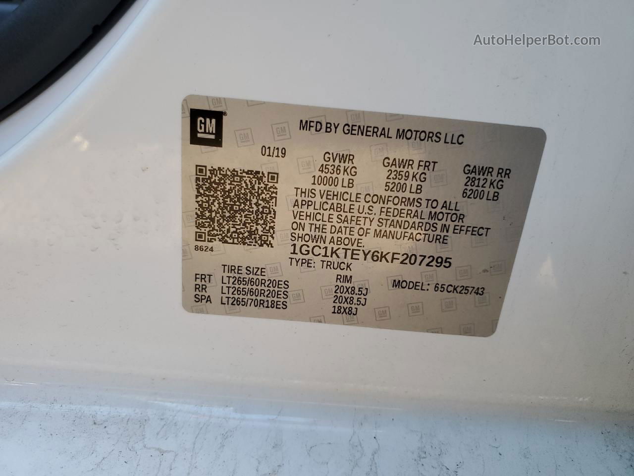 2019 Chevrolet Silverado K2500 Heavy Duty Ltz White vin: 1GC1KTEY6KF207295