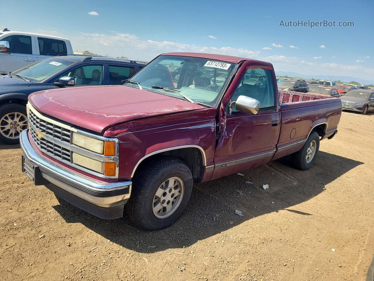 1993 Chevrolet Gmt-400 C1500 Maroon vin: 1GCEC14K3PZ139494