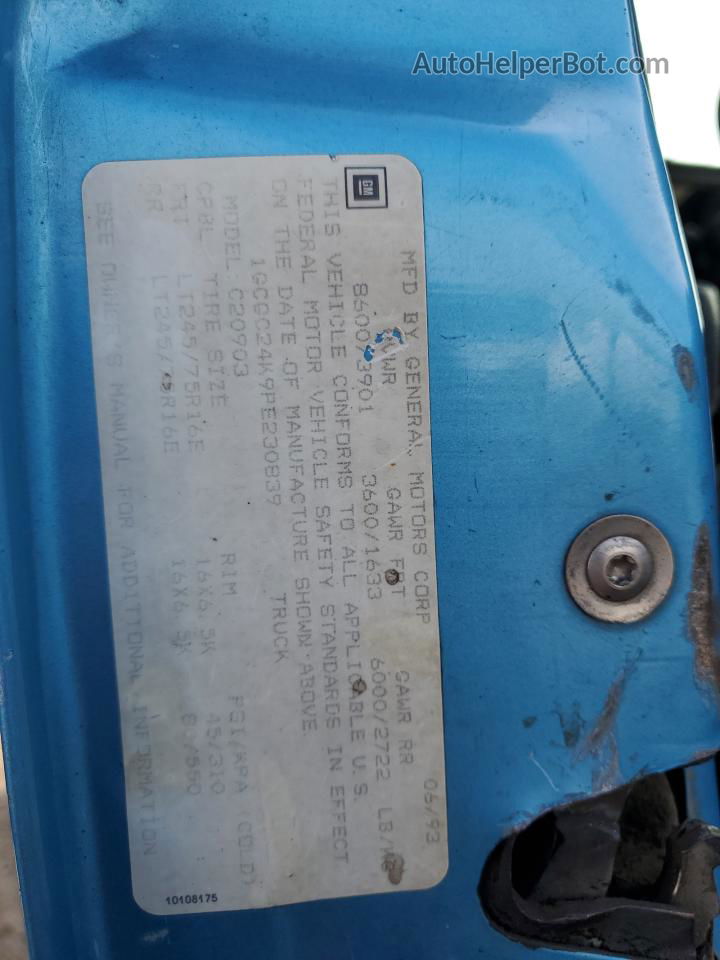1993 Chevrolet Gmt-400 C2500 Blue vin: 1GCGC24K9PE230839