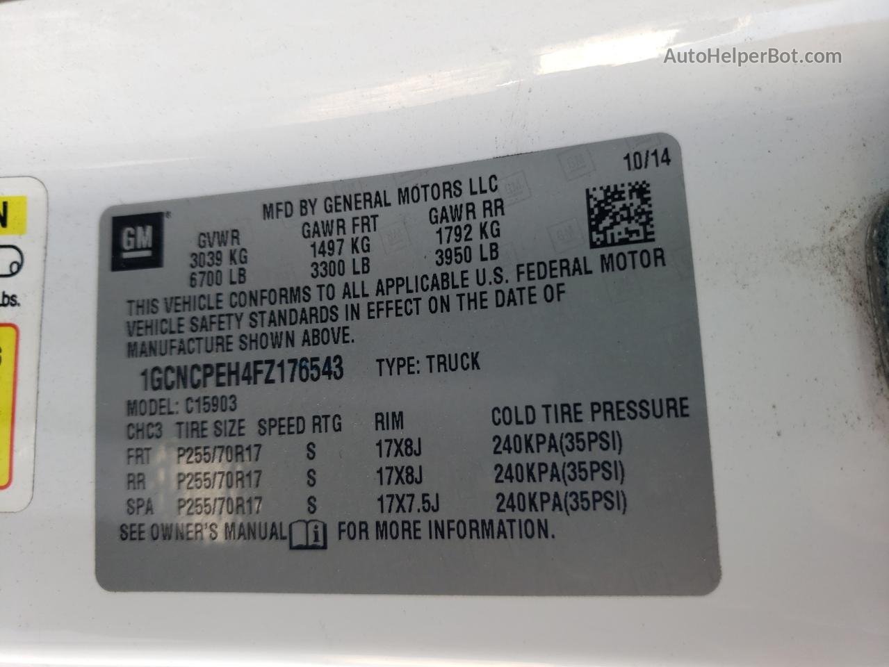 2015 Chevrolet Silverado C1500 White vin: 1GCNCPEH4FZ176543