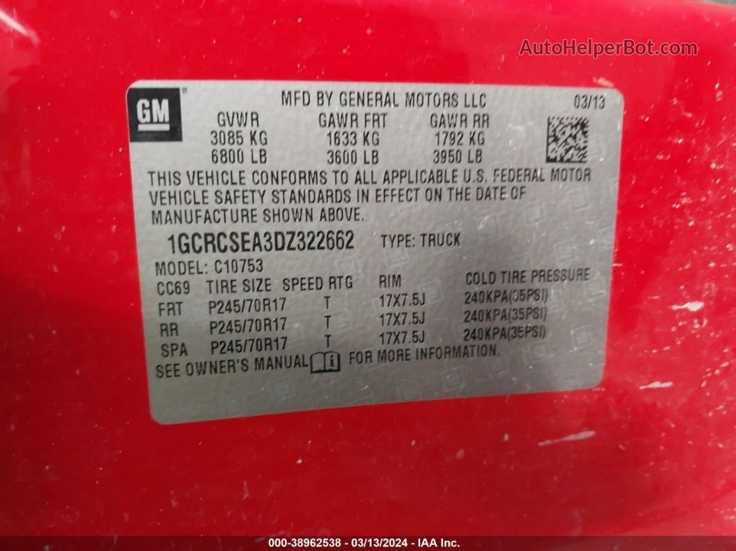 2013 Chevrolet Silverado 1500 Lt Красный vin: 1GCRCSEA3DZ322662