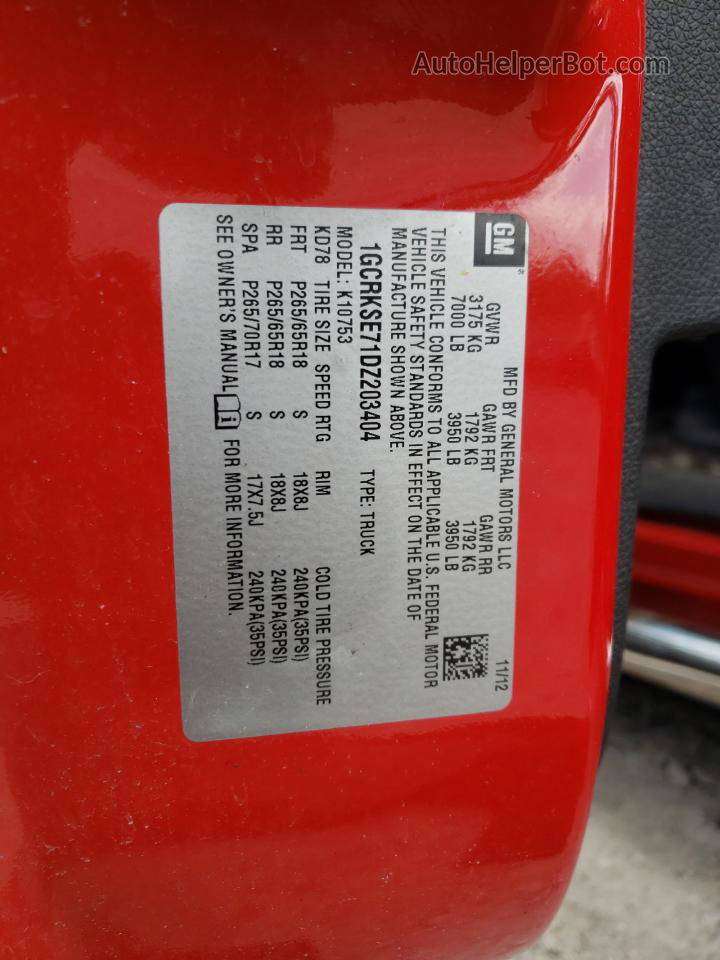 2013 Chevrolet Silverado K1500 Lt Red vin: 1GCRKSE71DZ203404