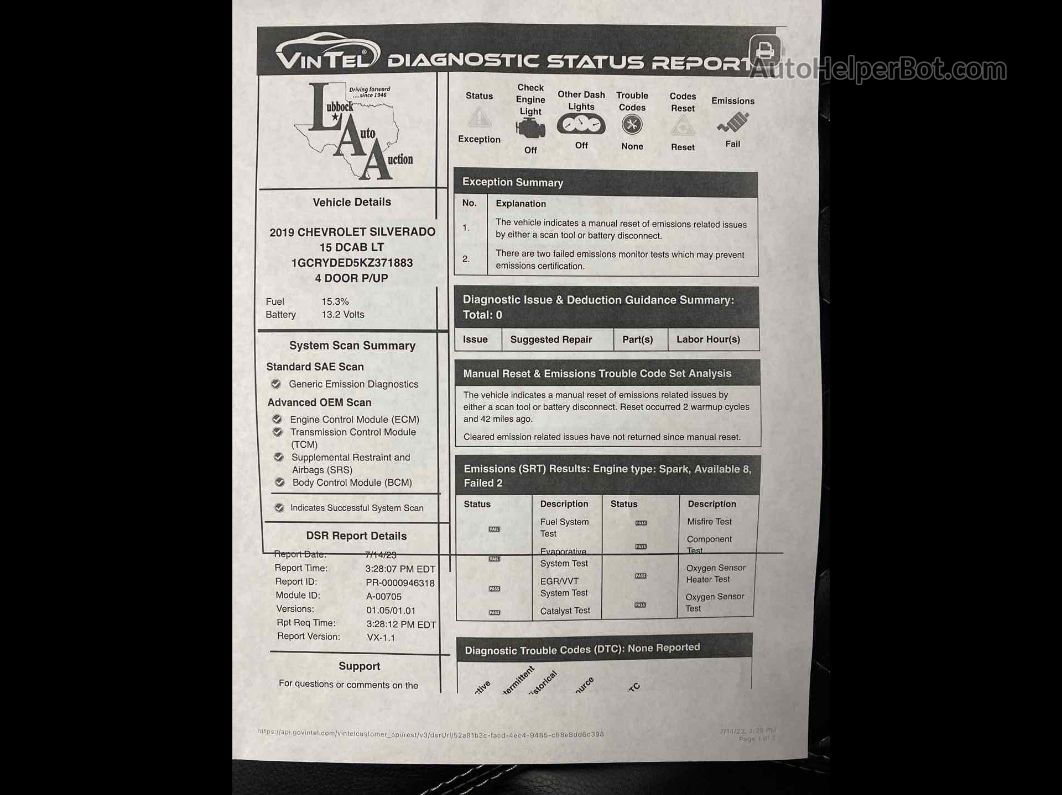 2019 Chevrolet Silverado 1500 Lt Unknown vin: 1GCRYDED5KZ371883