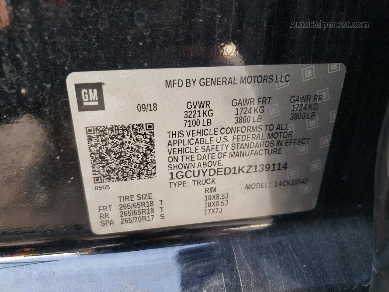2019 Chevrolet Silverado K1500 Lt Черный vin: 1GCUYDED1KZ139114