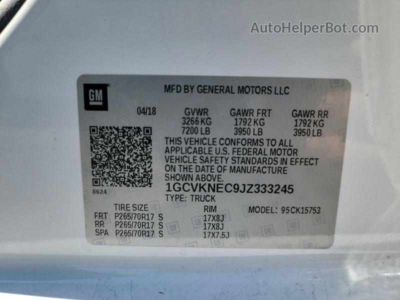 2018 Chevrolet Silverado 1500 Wt vin: 1GCVKNEC9JZ333245