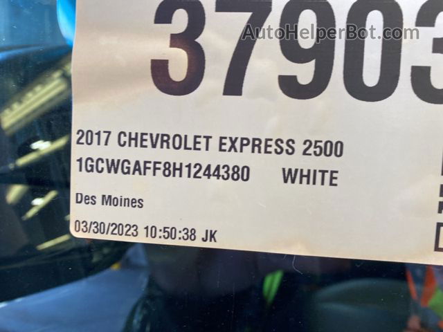 2017 Chevrolet Express Cargo Van   White vin: 1GCWGAFF8H1244380