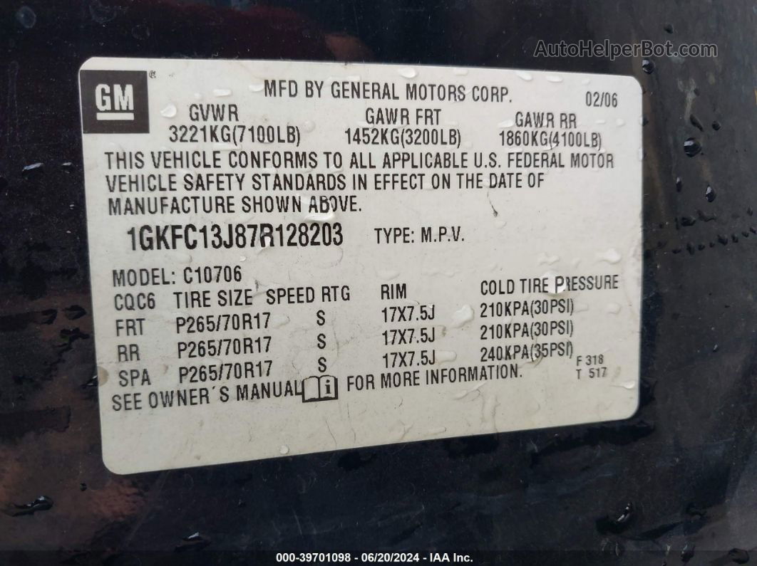 2007 Gmc Yukon Slt Black vin: 1GKFC13J87R128203