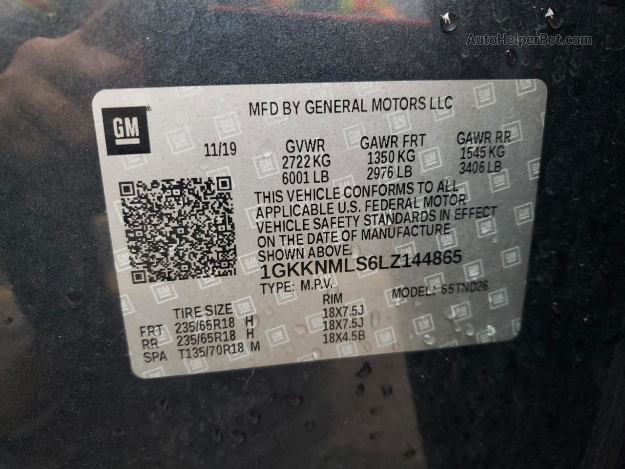 2020 Gmc Acadia Slt Серый vin: 1GKKNMLS6LZ144865