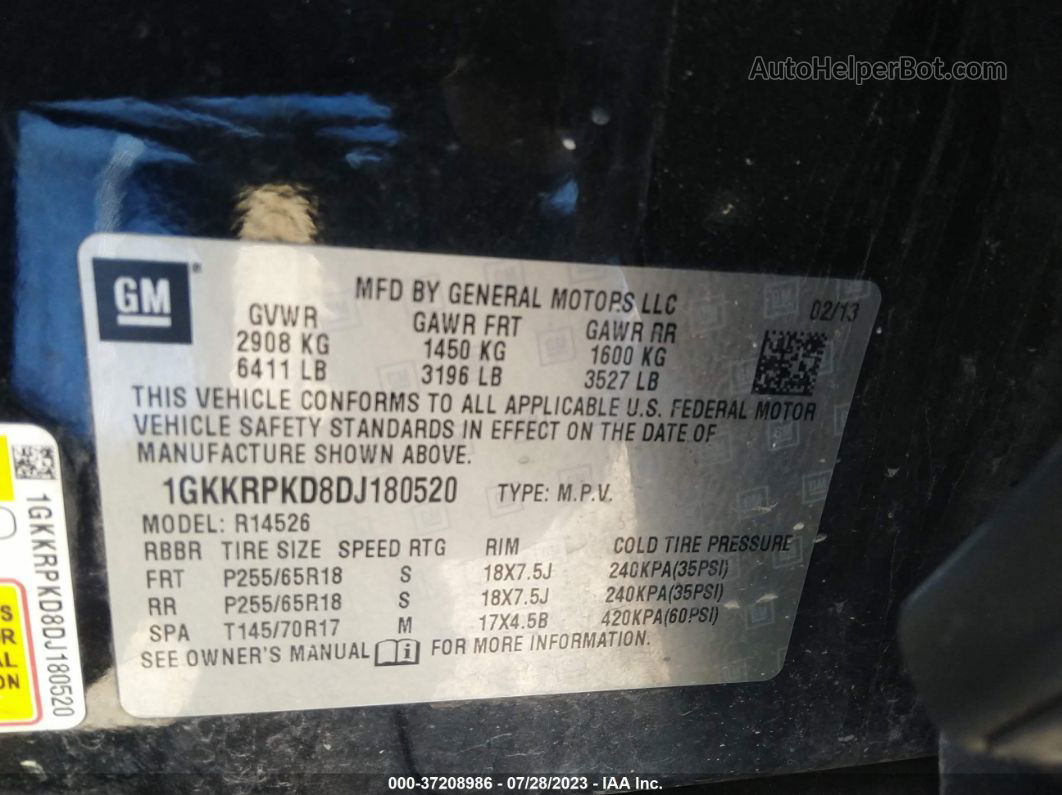 2013 Gmc Acadia Sle Черный vin: 1GKKRPKD8DJ180520