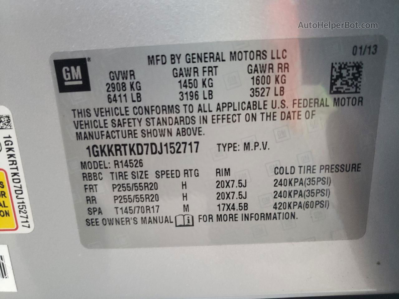 2013 Gmc Acadia Denali Серебряный vin: 1GKKRTKD7DJ152717