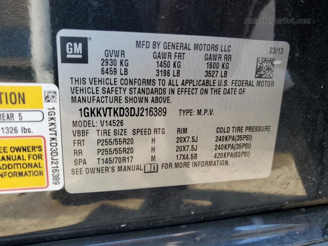 2013 Gmc Acadia Denali Черный vin: 1GKKVTKD3DJ216389