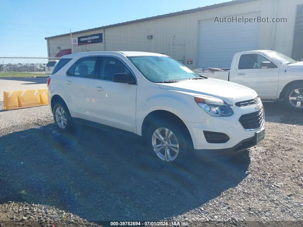 2016 Chevrolet Equinox Ls White vin: 1GNALBEK9GZ103609