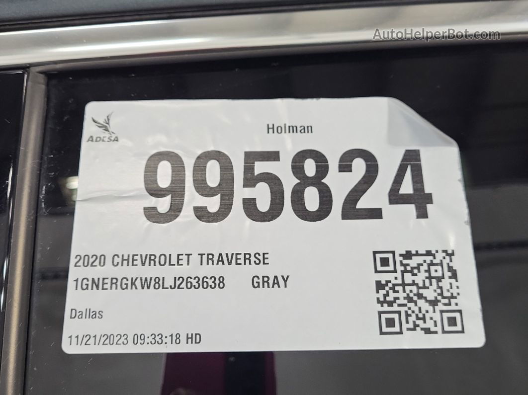 2020 Chevrolet Traverse Lt Неизвестно vin: 1GNERGKW8LJ263638