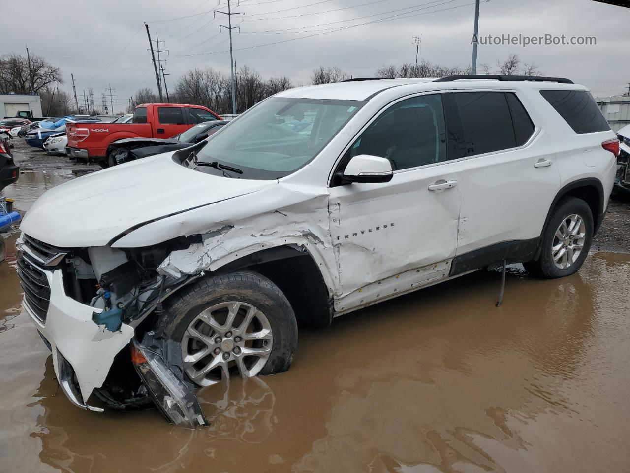 2020 Chevrolet Traverse Lt White vin: 1GNERHKW6LJ215643