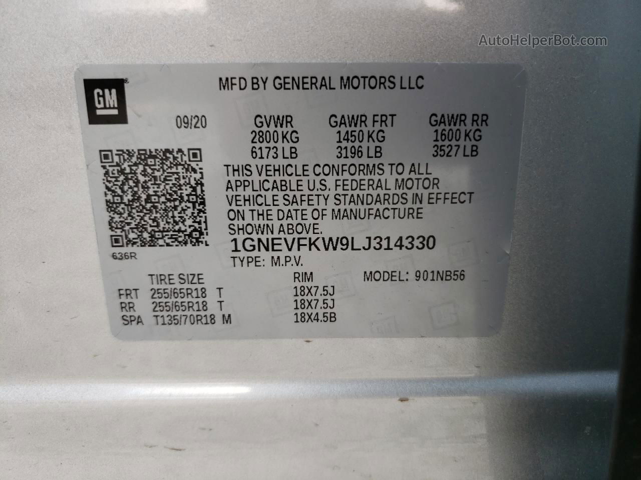 2020 Chevrolet Traverse Ls Silver vin: 1GNEVFKW9LJ314330