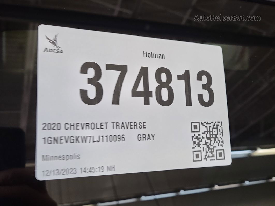 2020 Chevrolet Traverse Awd Lt Cloth vin: 1GNEVGKW7LJ110096