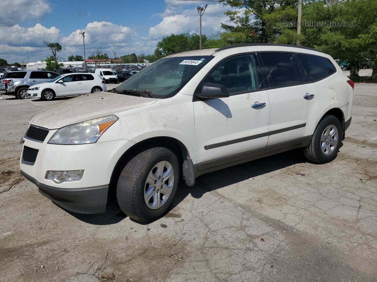 2012 Chevrolet Traverse Ls White vin: 1GNKRFED6CJ366886