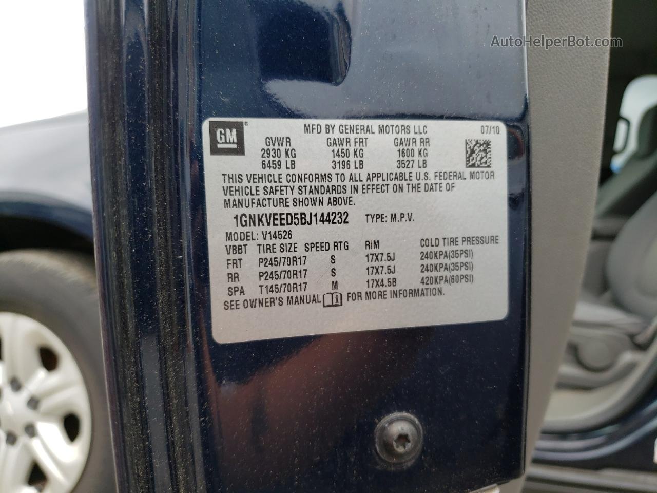 2011 Chevrolet Traverse Ls Синий vin: 1GNKVEED5BJ144232