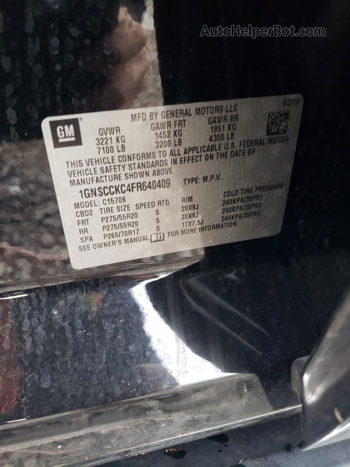 2015 Chevrolet Tahoe C1500 Ltz Black vin: 1GNSCCKC4FR640409