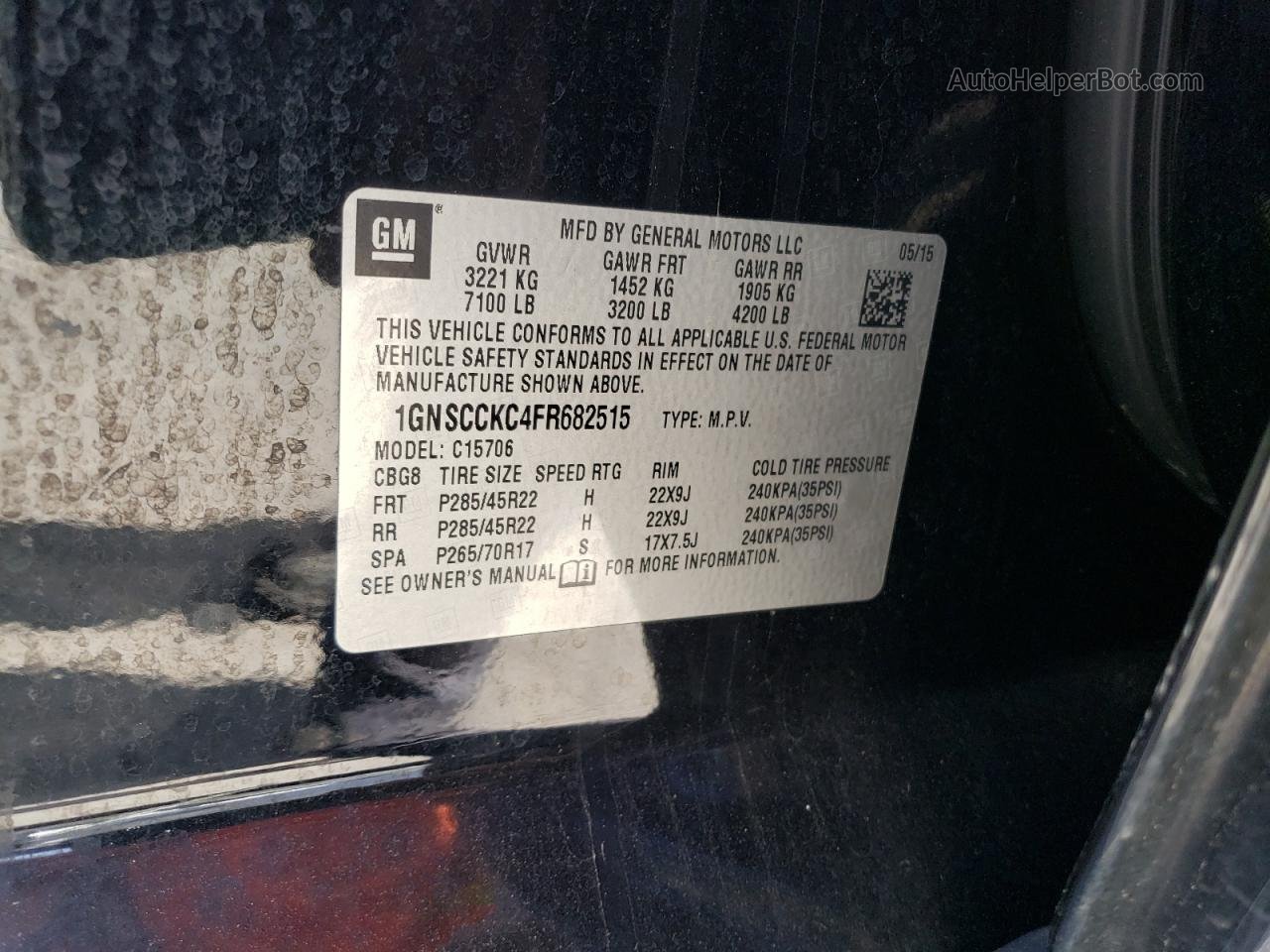 2015 Chevrolet Tahoe C1500 Ltz Black vin: 1GNSCCKC4FR682515