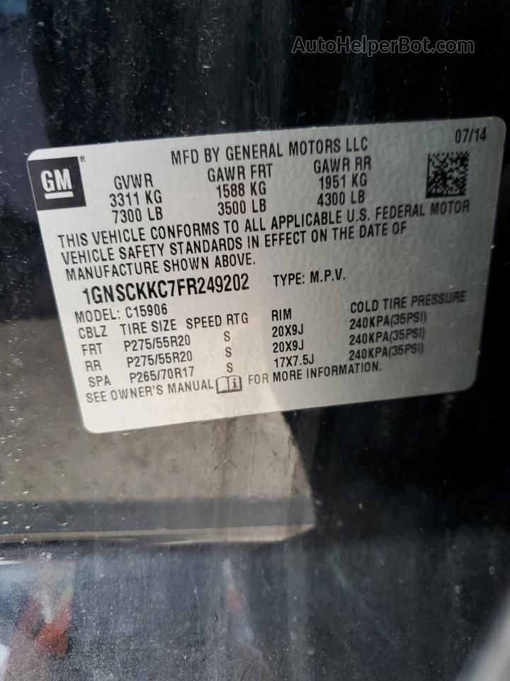 2015 Chevrolet Suburban C1500 Ltz Black vin: 1GNSCKKC7FR249202