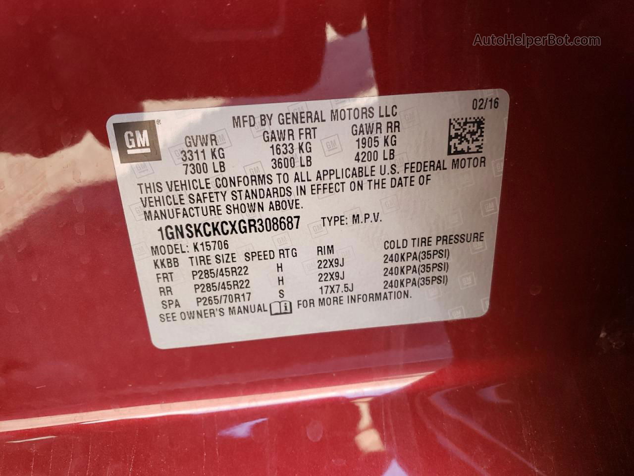 2016 Chevrolet Tahoe K1500 Ltz Maroon vin: 1GNSKCKCXGR308687