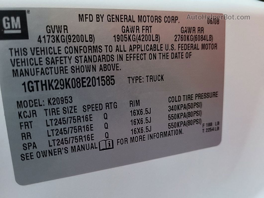 2008 Gmc Sierra K2500 Heavy Duty vin: 1GTHK29K08E201585