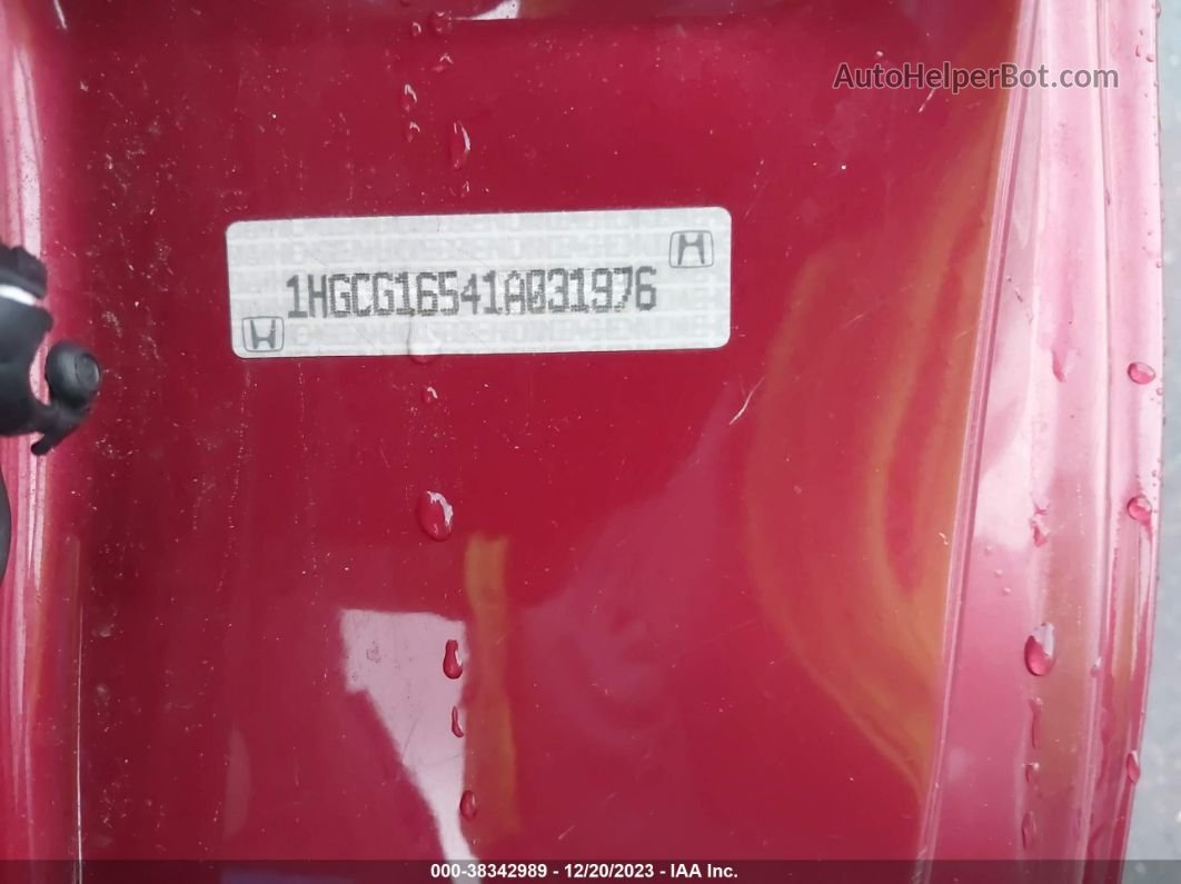 2001 Honda Accord Sdn Ex W/leather Красный vin: 1HGCG16541A031976