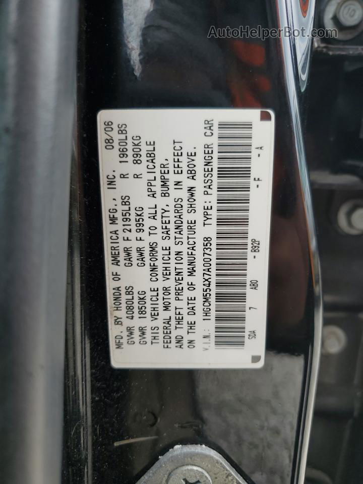 2007 Honda Accord Lx Black vin: 1HGCM554X7A007358