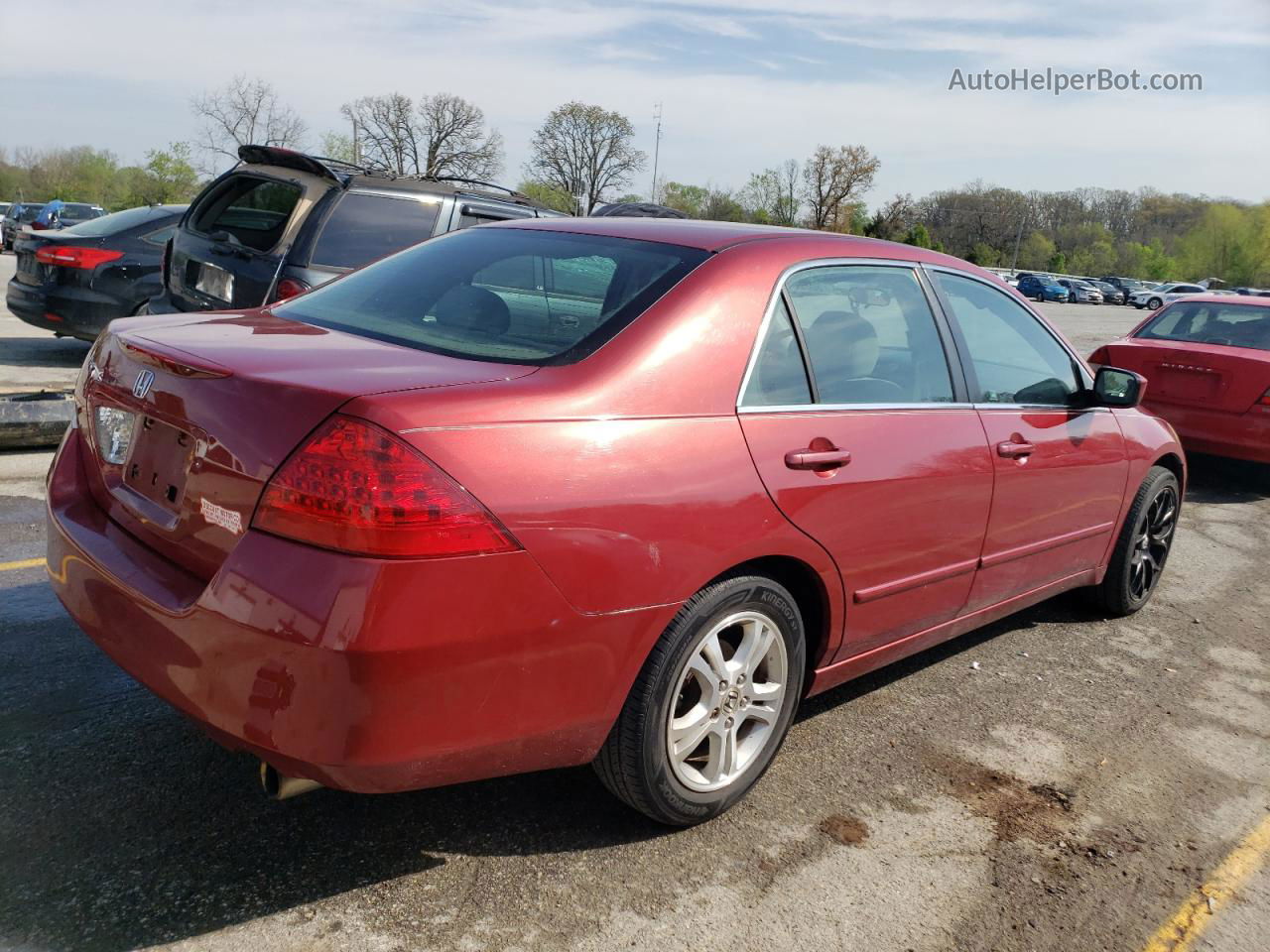 2007 Honda Accord Se Red vin: 1HGCM56307A009108