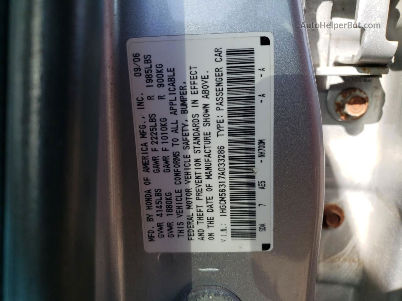 2007 Honda Accord Se Silver vin: 1HGCM56317A033286