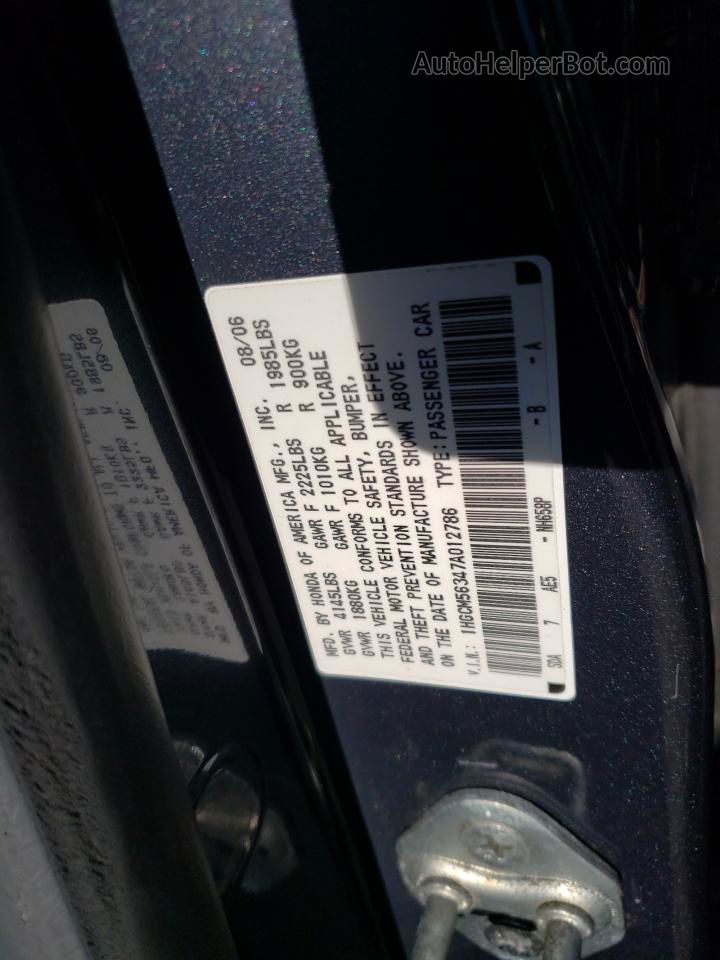 2007 Honda Accord Se Charcoal vin: 1HGCM56347A012786