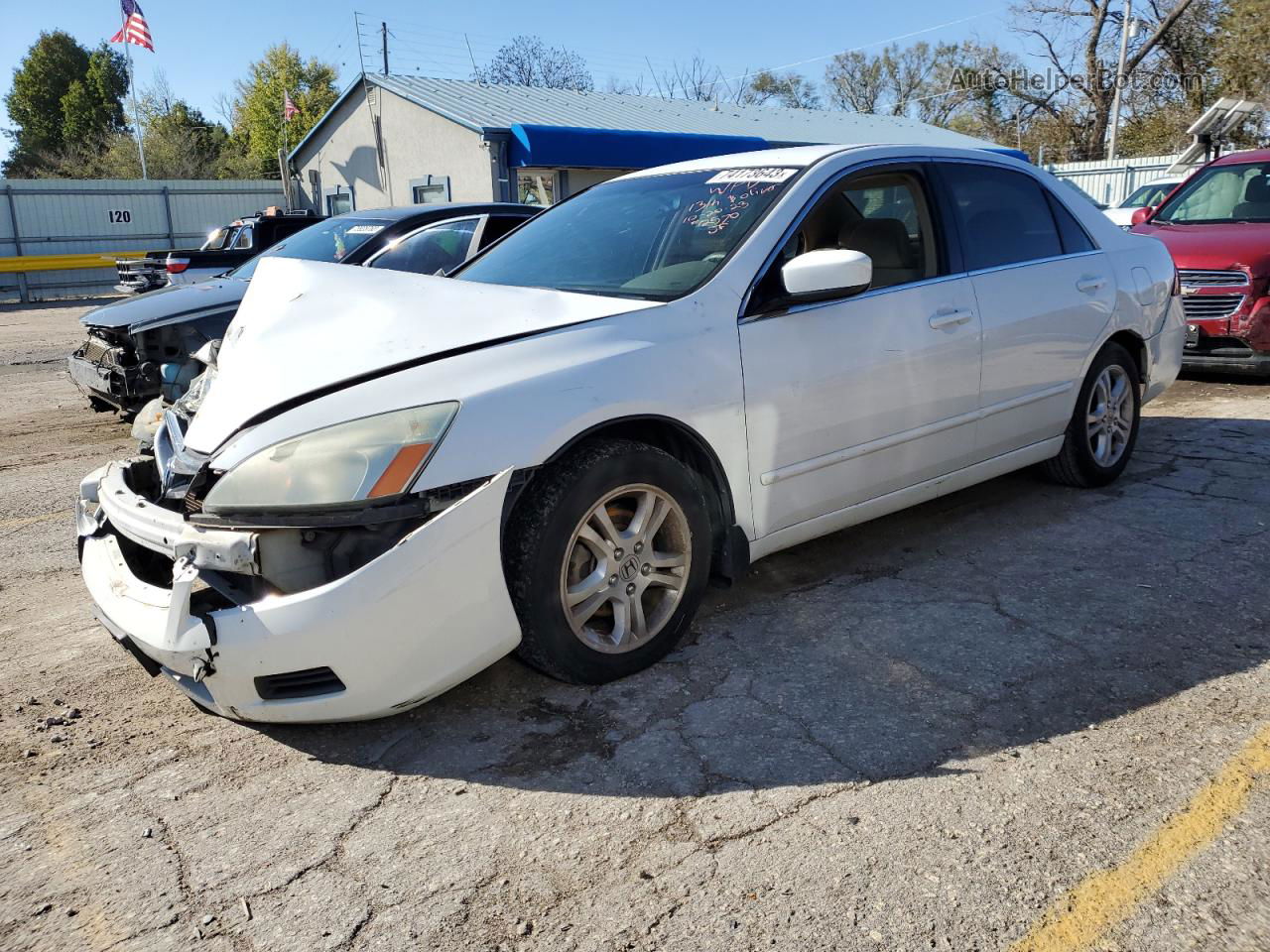 2007 Honda Accord Se White vin: 1HGCM56387A094926