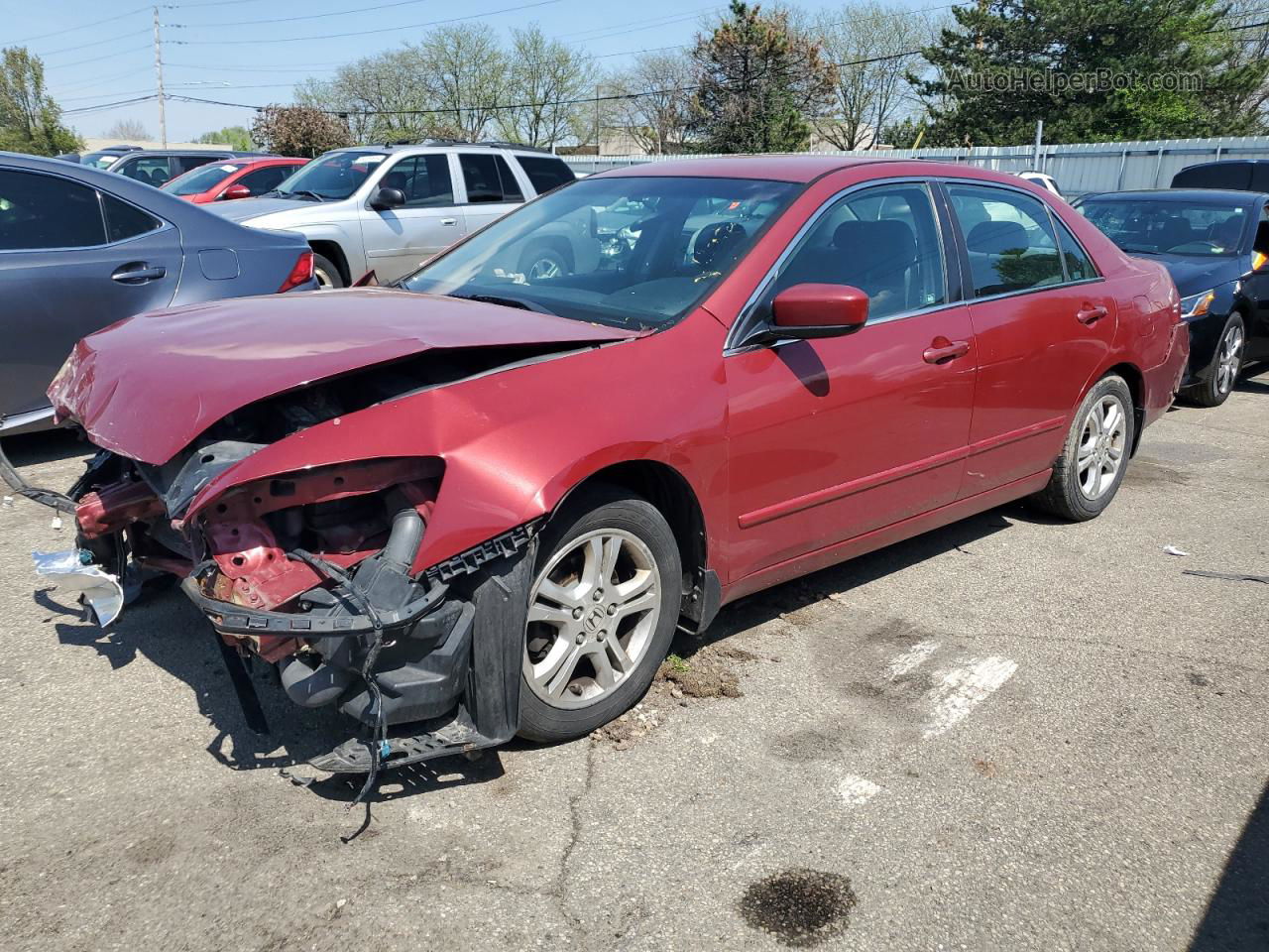 2007 Honda Accord Se Красный vin: 1HGCM56387A128427