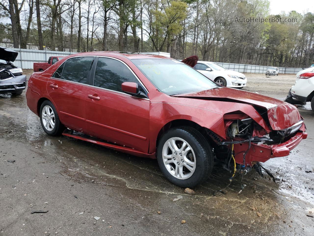 2007 Honda Accord Ex Red vin: 1HGCM56727A109343