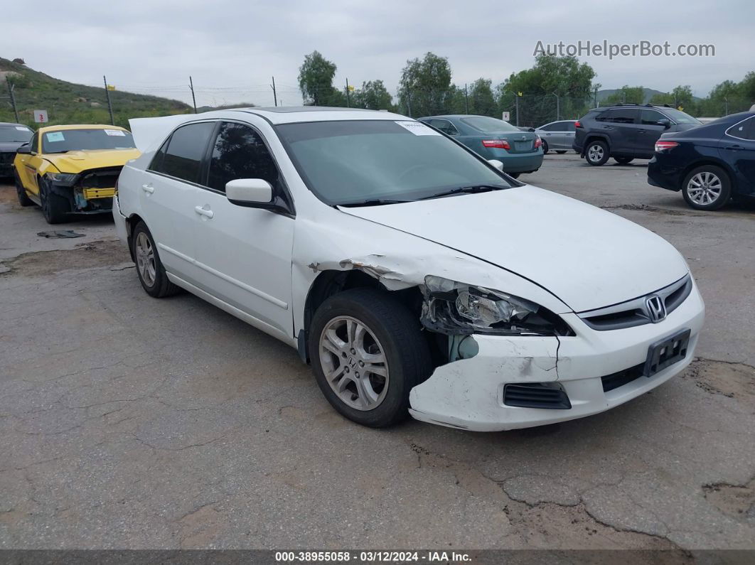 2007 Honda Accord 2.4 Ex White vin: 1HGCM56737A193916