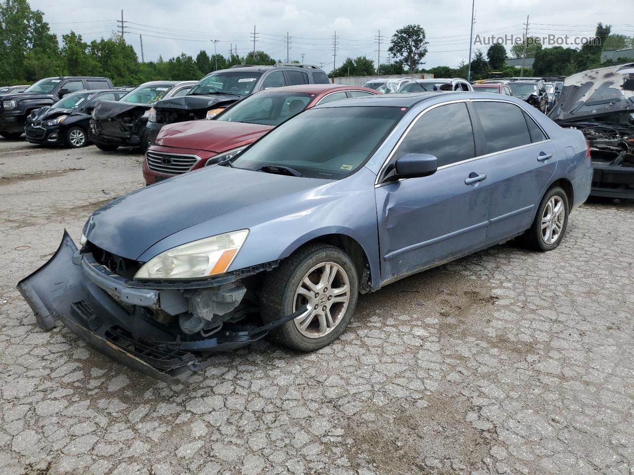 2007 Honda Accord Ex Blue vin: 1HGCM56747A084297