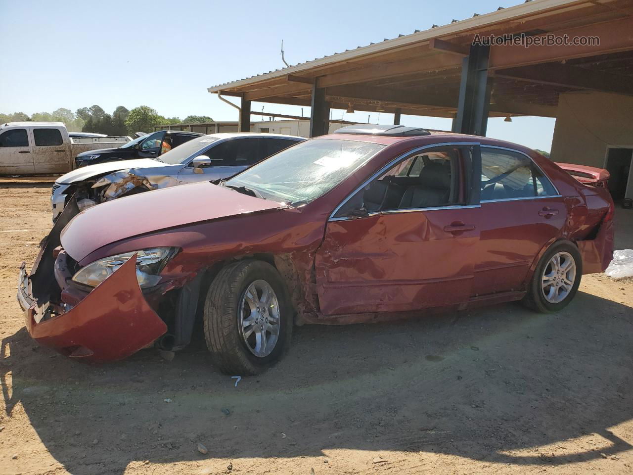 2007 Honda Accord Ex Red vin: 1HGCM56747A169771